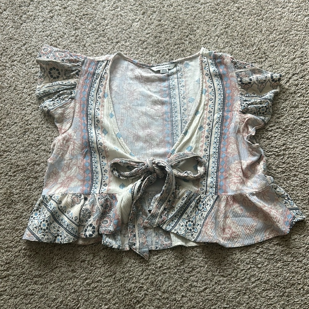 American Eagle Tie Front Tee